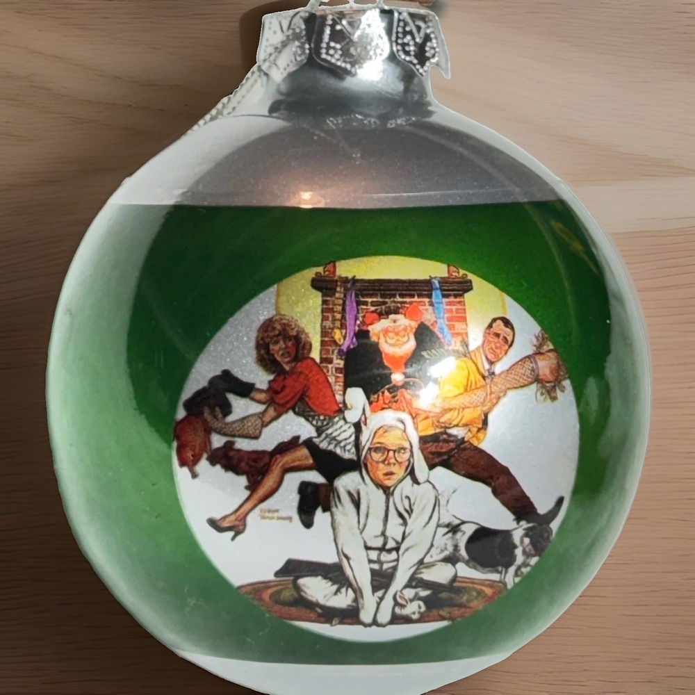 NECA A Christmas Story Ralphie Bunny Suit Ball Ornament Holiday Green Silver 3"